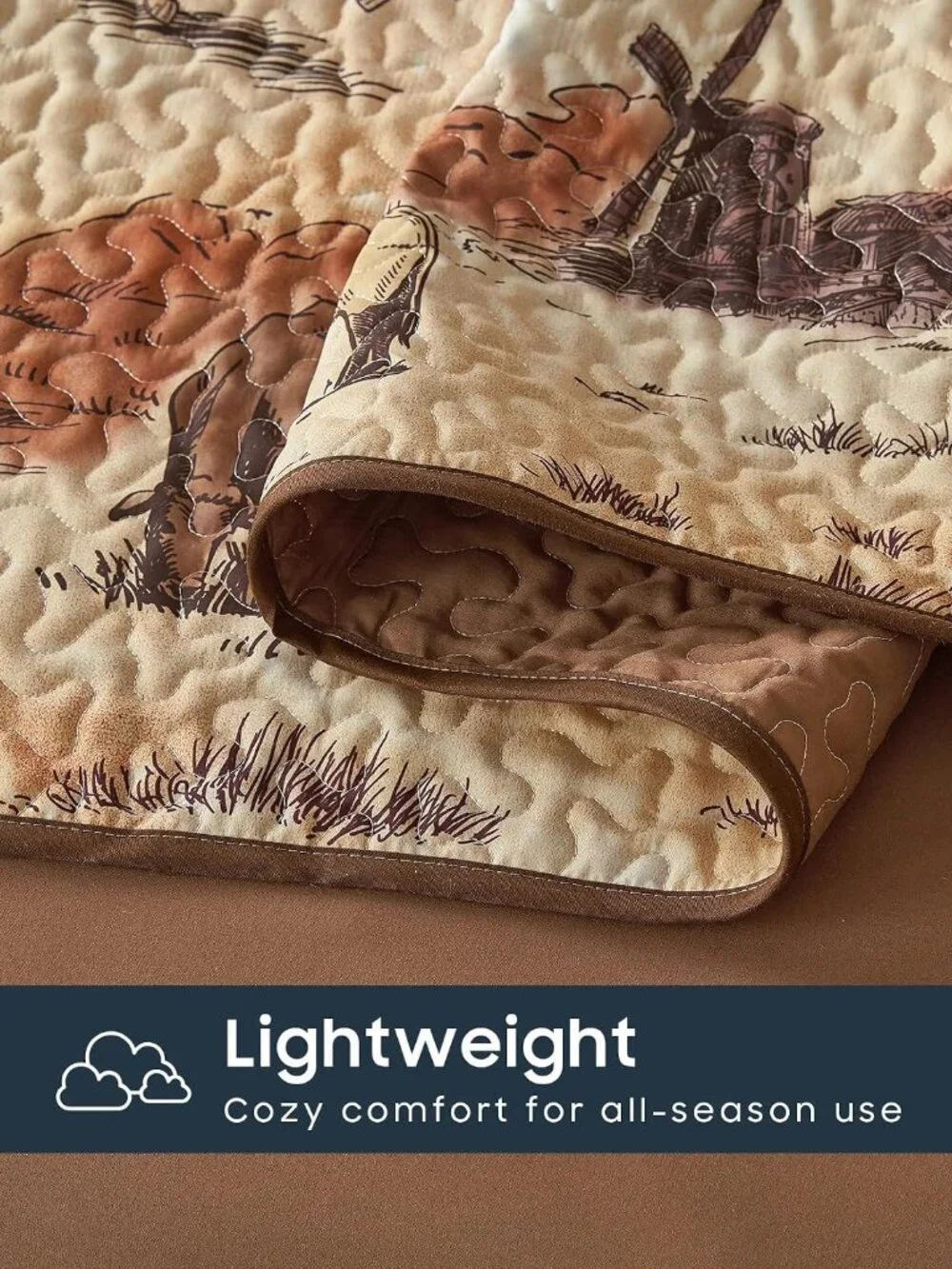 Southwestern Cowboy Quilt Set Rustic Ochre Brown Bedspread